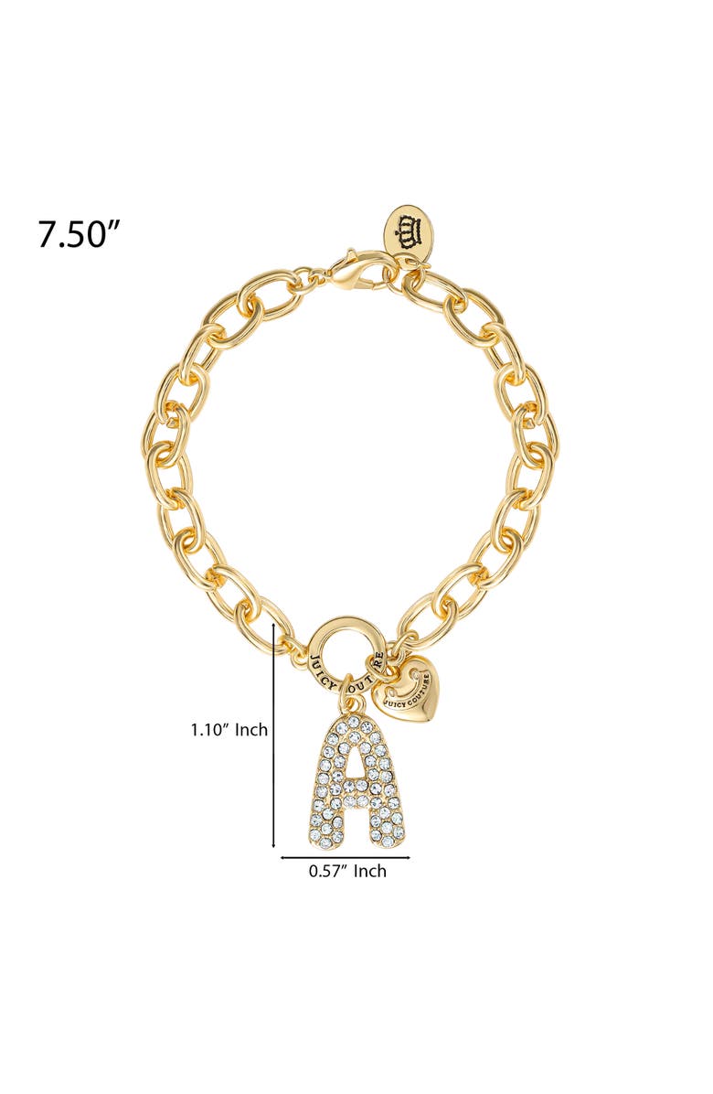 Juicy Couture Pavé Initial Charm Bracelet, 7.5'' Gold Tone Link, Alternate, color, Letter A