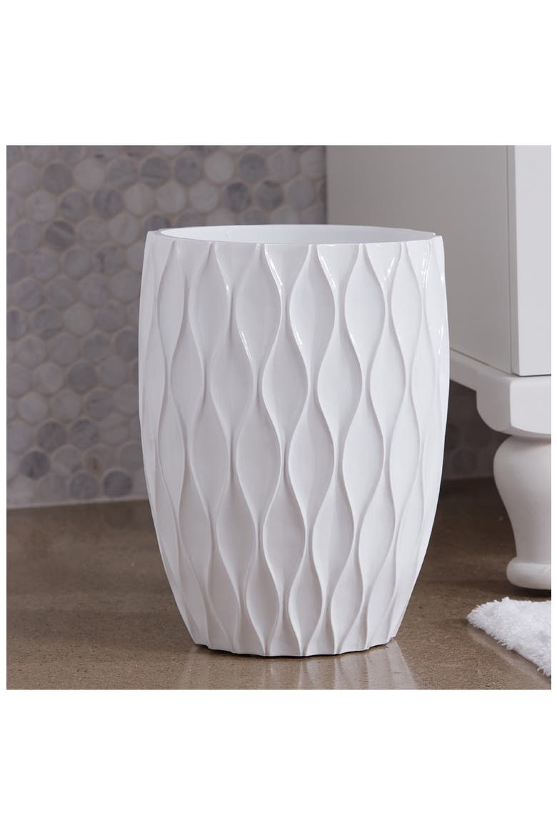 Wave Trash Can, Alternate, color, WHITE RESIN