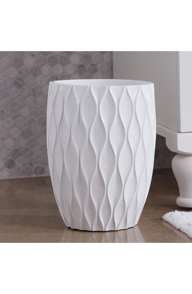 ROSELLI TRADING COMPANY Wave Trash Can, Alternate, color, White Resin