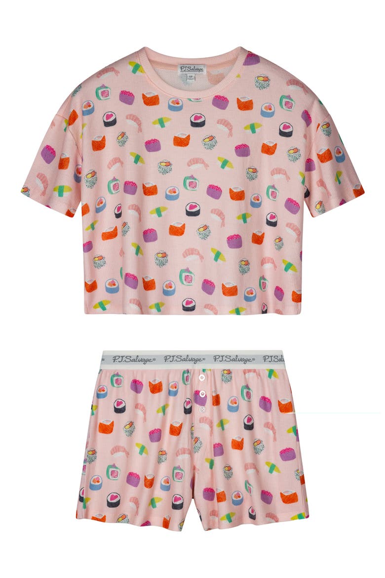 Breakfast Print Pajama Set, Alternate, color, ROSEWATER