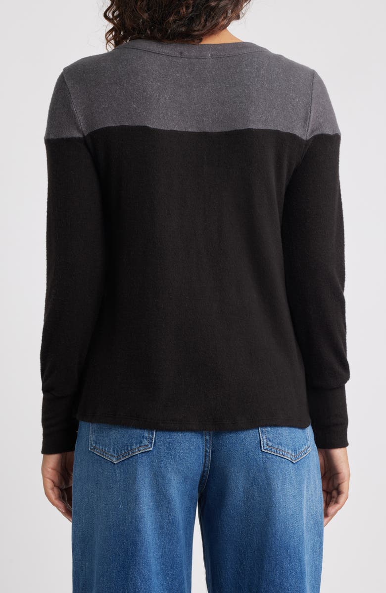 Loveappella Block Crewneck Top, Alternate, color, Grey/ Black