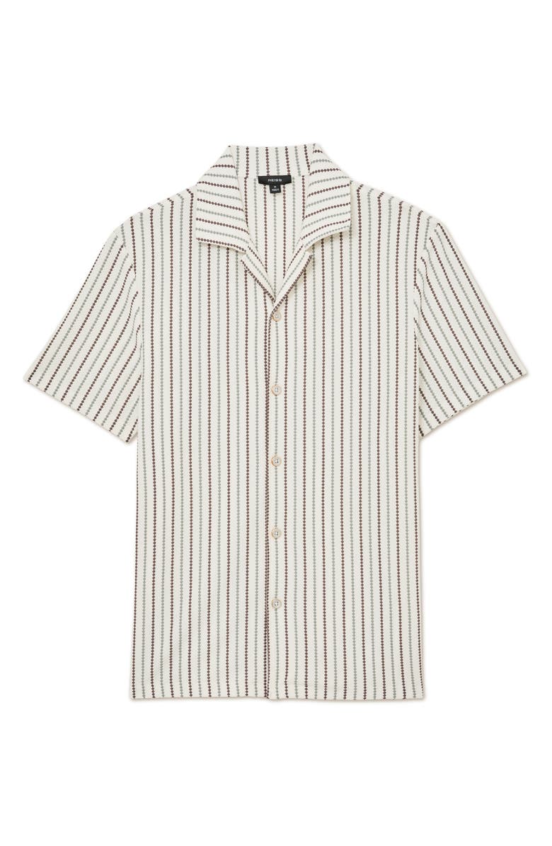 Reiss Percey Stripe Camp Shirt, Alternate, color, Green/ Brown Multi