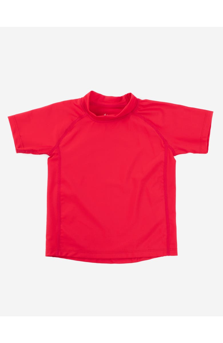 Leveret Kids Short Sleeve Rash Guard, UPF 50+ Swim Shirt, Main, color, Red