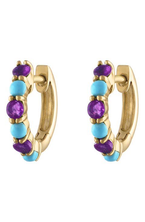 Semiprecious Stone Huggie Hoop Earrings