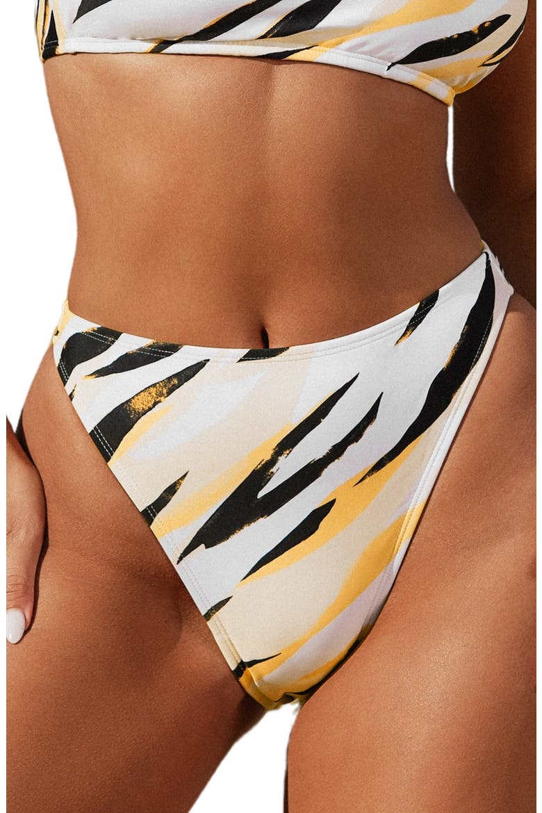 x Stassie Wild Weekend High Waist Cheeky Bikini Bottoms, Main, color, WHITE
