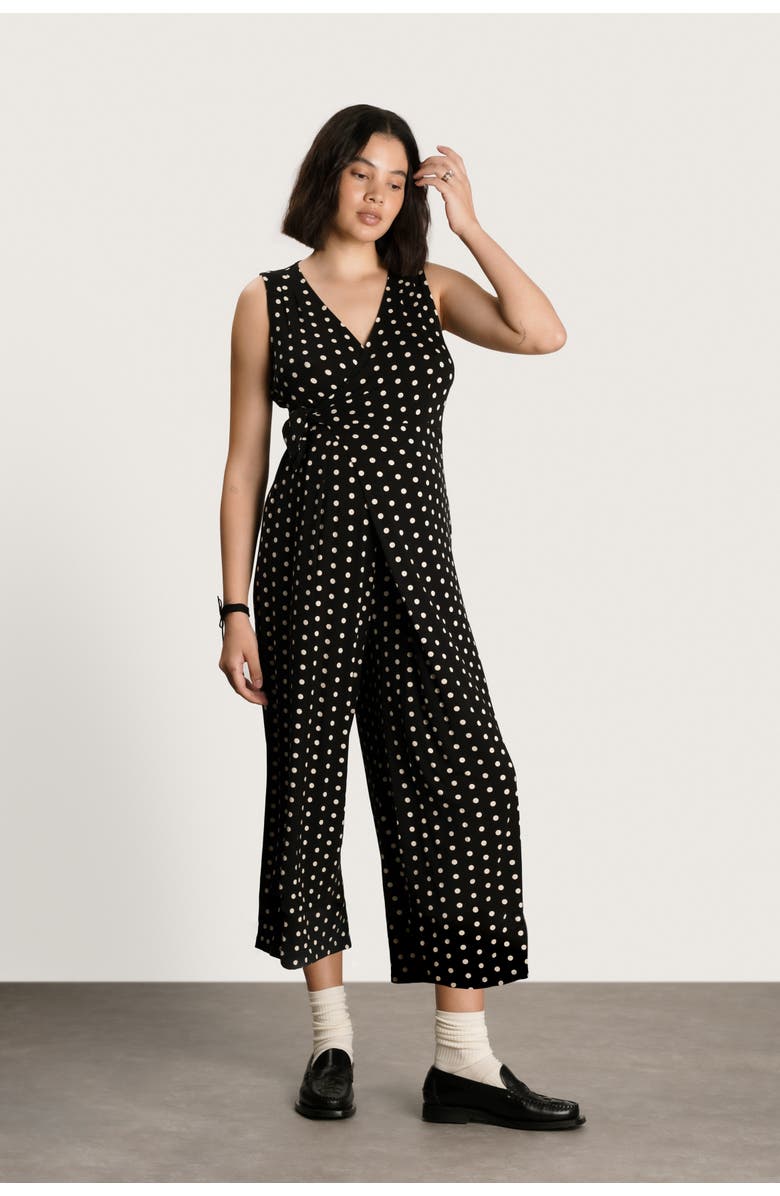Nom Maternity Francesca Maternity & Nursing Cropped Jumpsuit, Main, color, Polka Dot Black