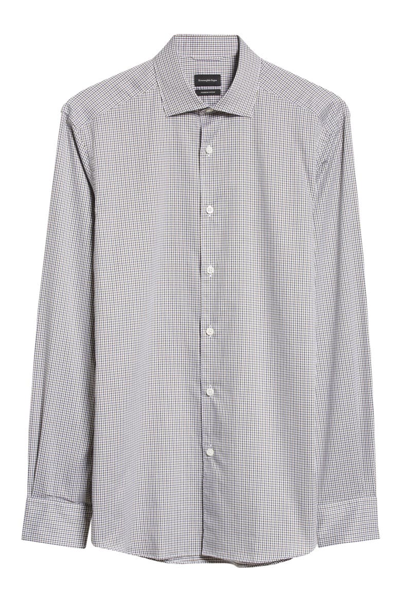 Premium Cotton Microcheck Regular Fit Button-Up Shirt, Alternate, color, LT GRN CK