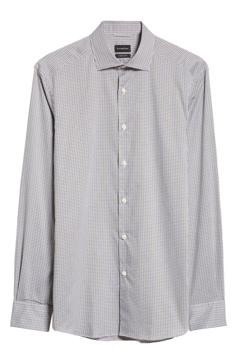 ZEGNA Premium Cotton Microcheck Regular Fit Button-Up Shirt, Alternate, color, 
