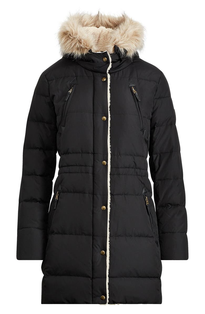 Lauren Ralph Lauren Faux Shearling Lined Down & Feather Coat, Alternate, color, 