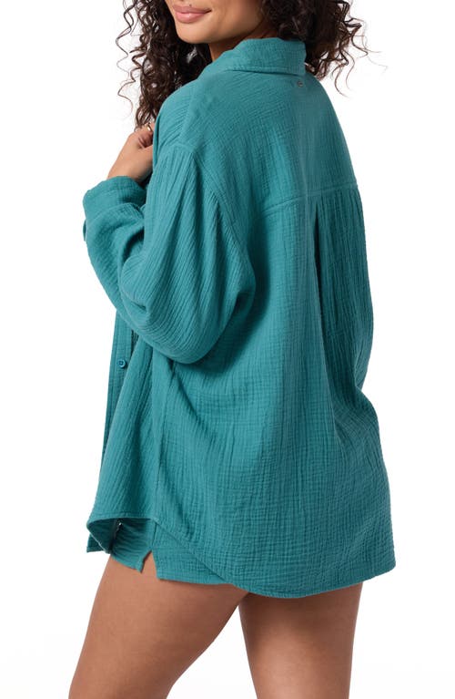 O'neill Leni Oversize Cotton Gauze Button-up Shirt In Brown