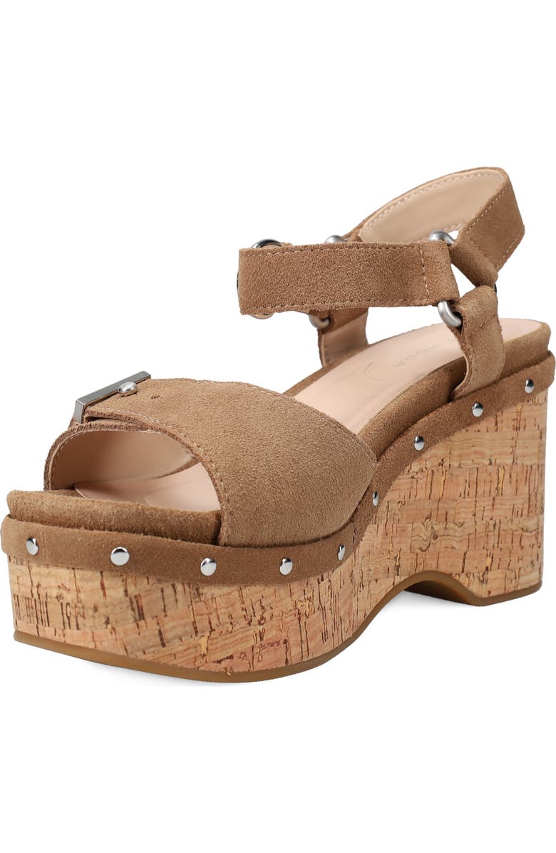 Pelle Moda Ciana Ankle Strap Platform Wedge Sandal, Alternate, color, Driftwood