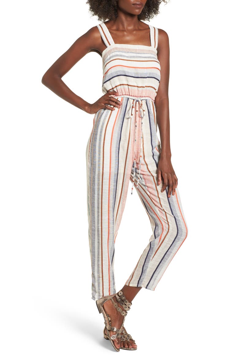 Stripe Jumpsuit, Main, color, BEIGE BEACH STRIPE