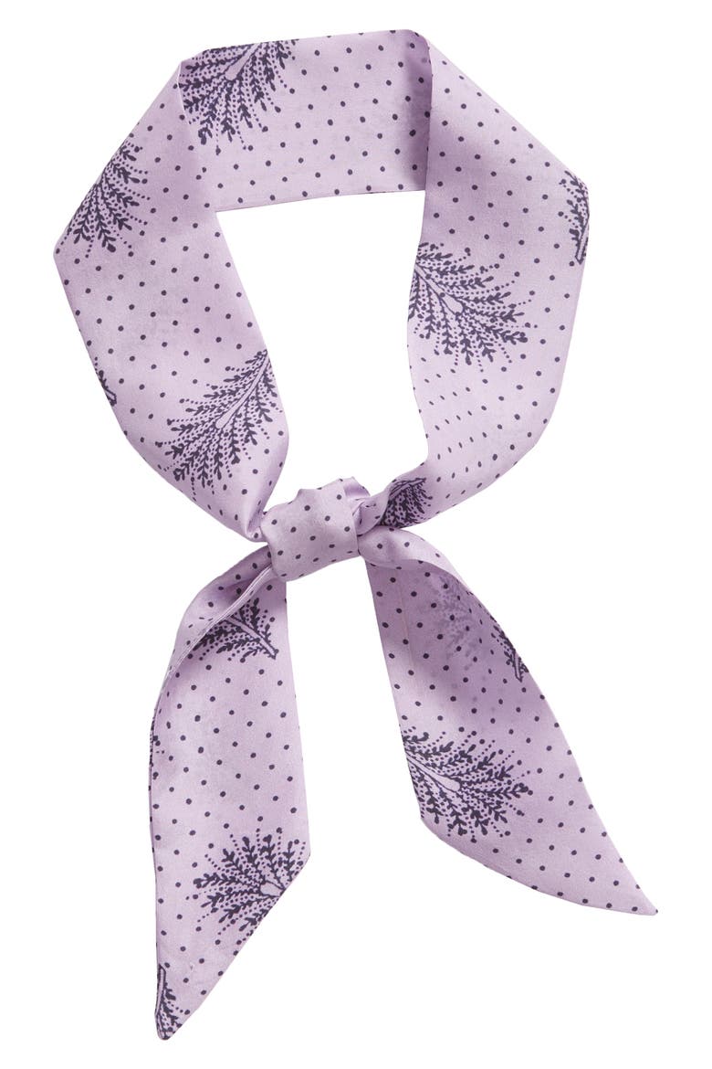 Silk Skinny Scarf (Nordstrom Exclusive), Alternate, color, PURPLE FEATHER DOT