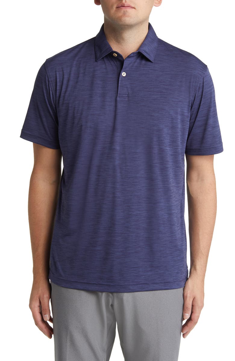 Peter Millar Featherweight Mélange Performance Polo, Main, color, Navy