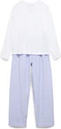 MANGO Stripe Cotton Seersucker Pajamas