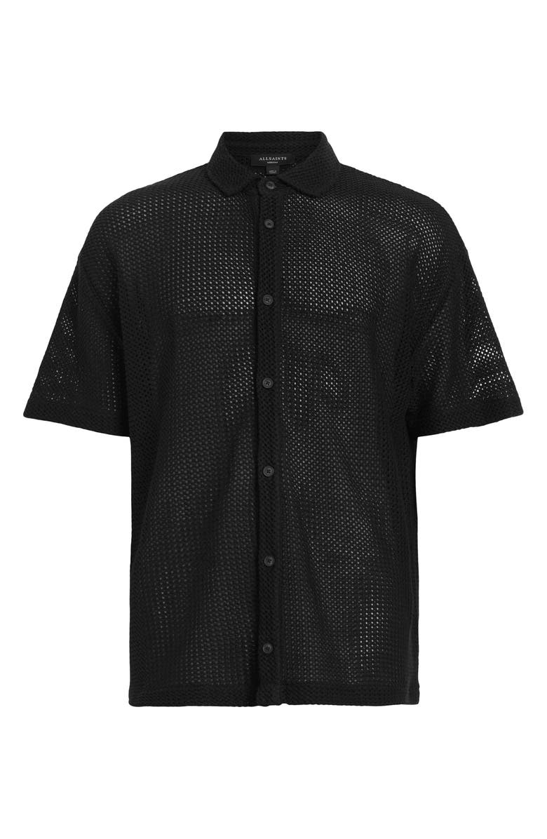 AllSaints Munro Open Stitch Short Sleeve Cotton Button-Up Shirt, Alternate, color, 