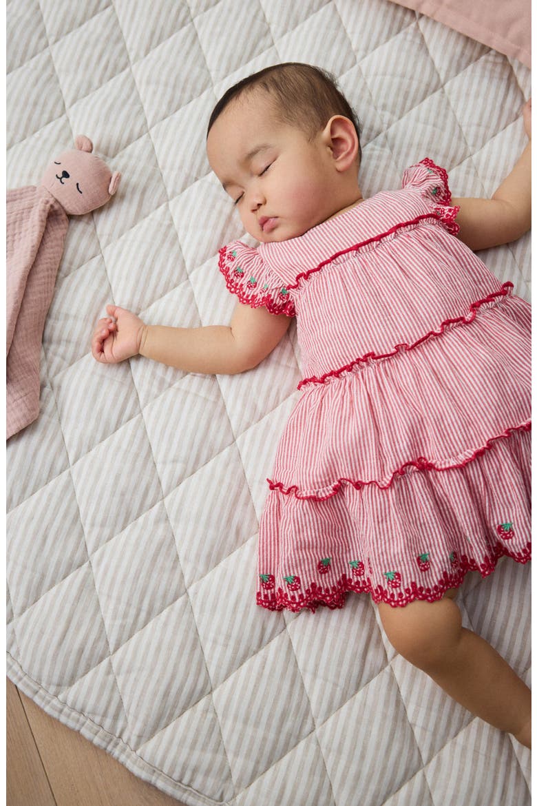 Strawberry Stripe Frill Dress, Alternate, color, RED