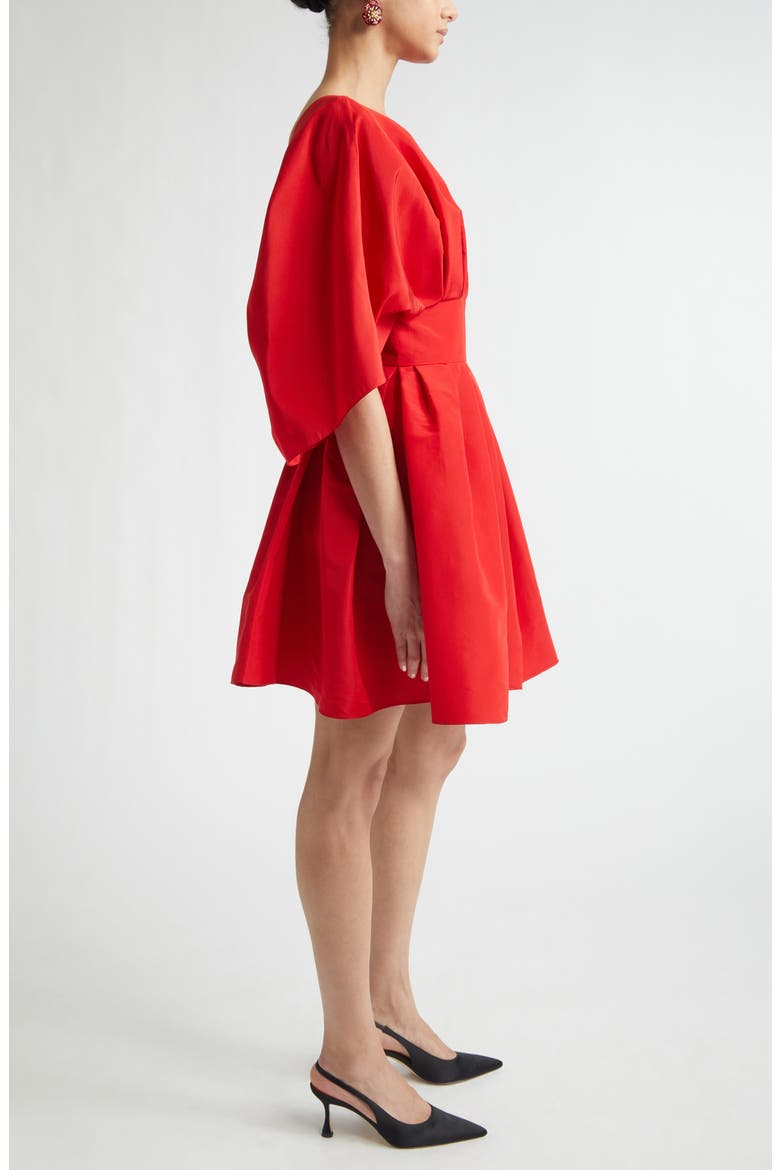 Fan Bodice Silk Faille Fit & Flare Dress, Alternate, color, HERRERA RED