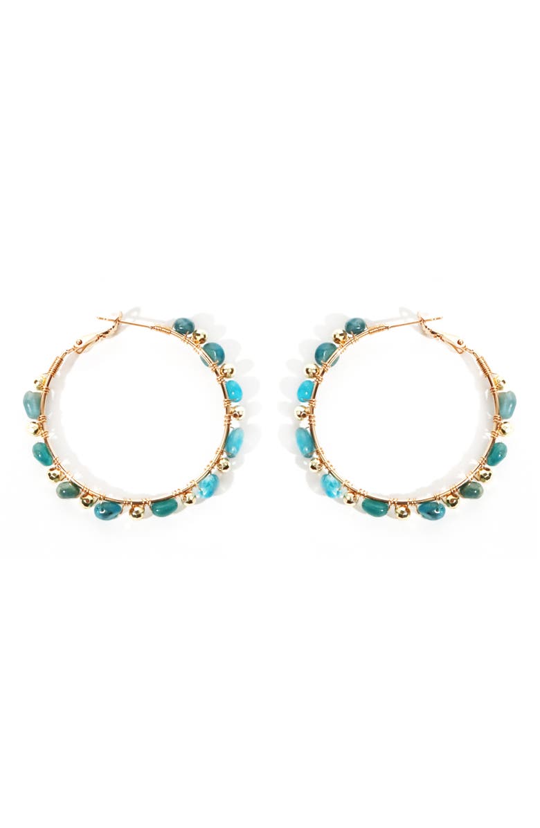 Panacea Stone Beaded Hoop Earrings, Main, color, Mint