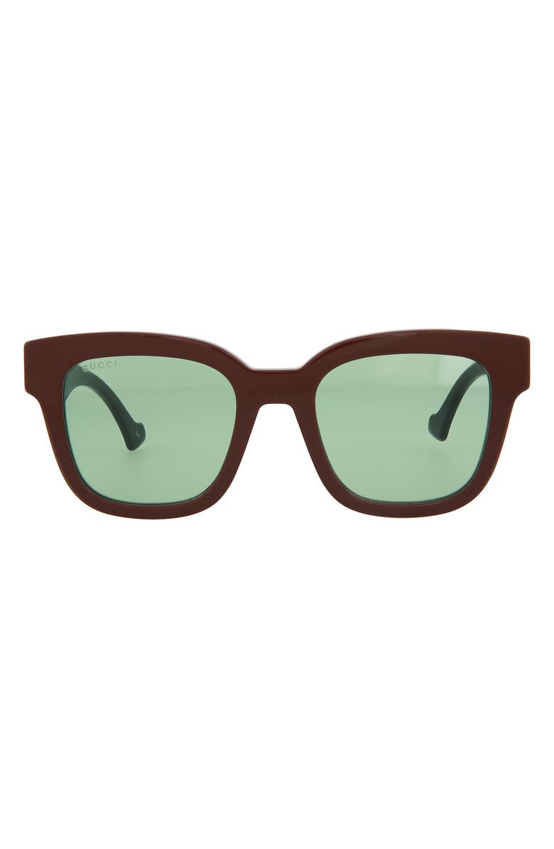 Gucci 52mm Square Sunglasses, Main, color, Brown Black Green