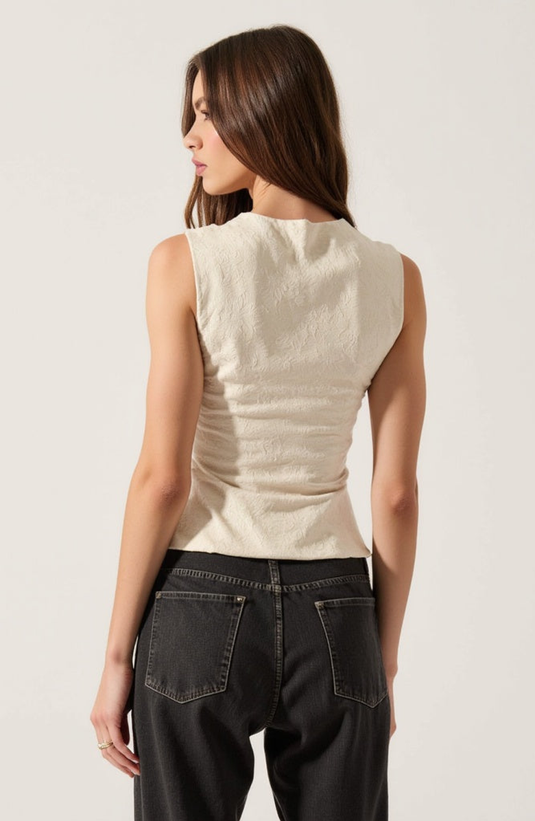 Modenaire Floral Jacquard Corset-Inspired Top, Alternate, color, Cream