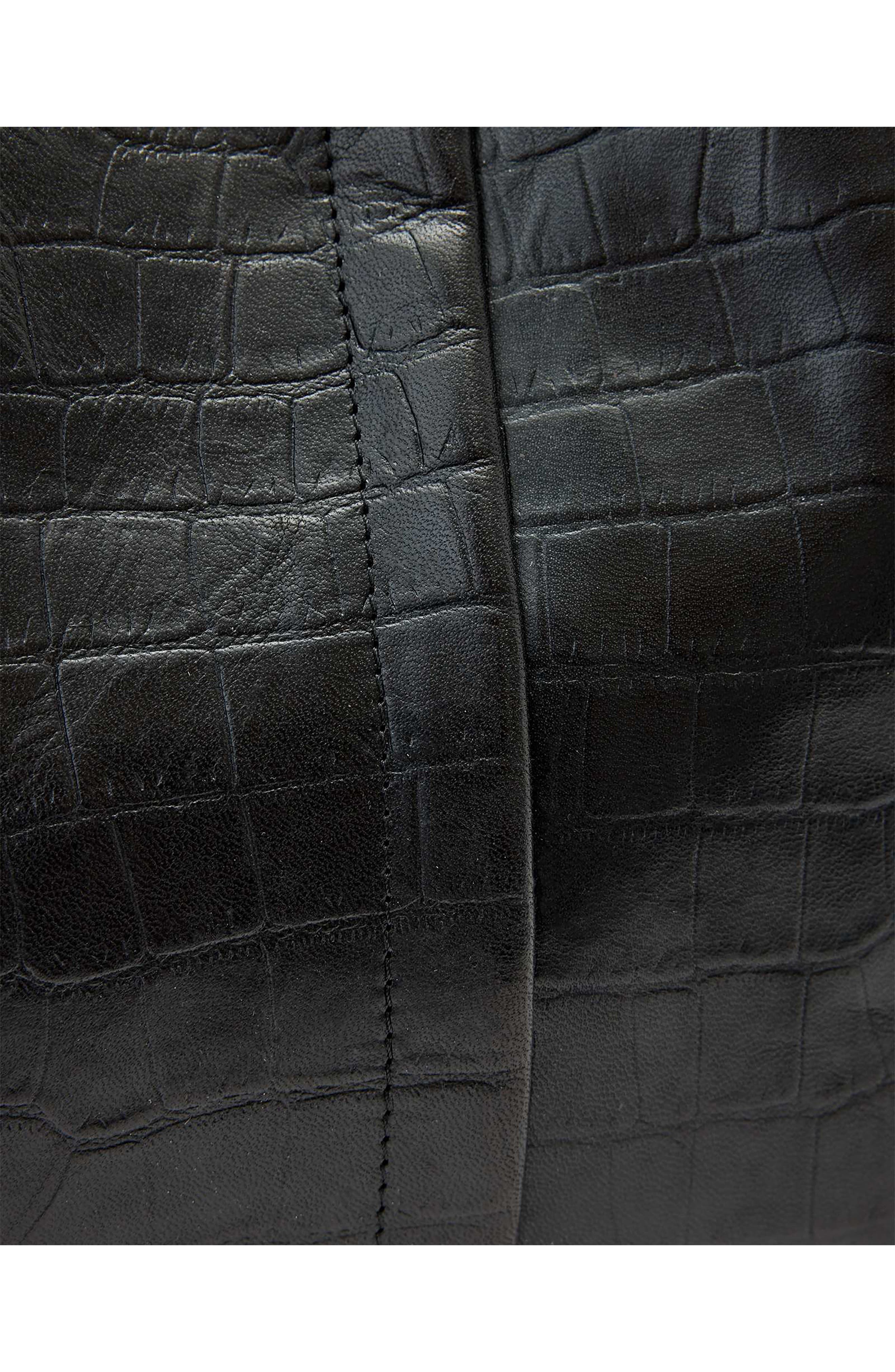 Ara Medium Croc Embossed Leather Tote, Alternate, color, BLACK