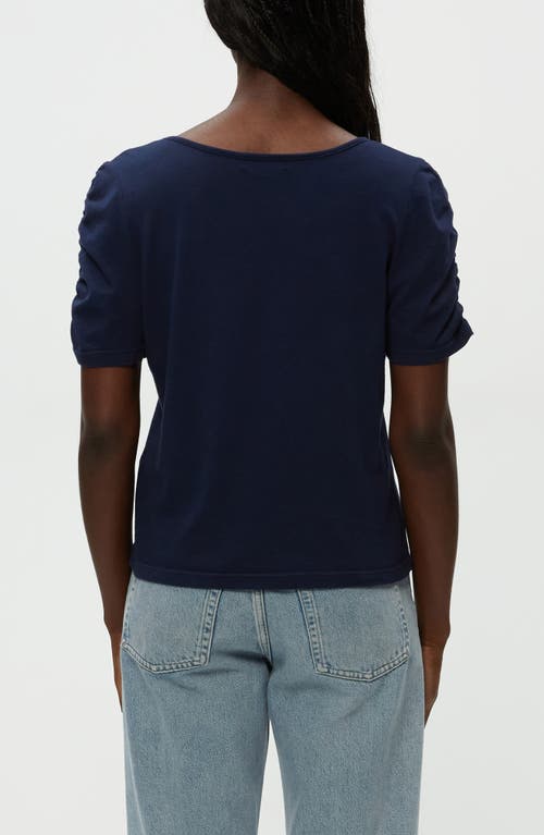 Michael Stars Tati Power Shoulder Rib Top In Nocturnal