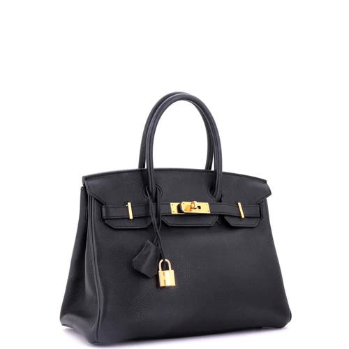 Pre-owned Hermes Hermes Birkin Handbag Black Novillo With Gold Hardware 30 In Black