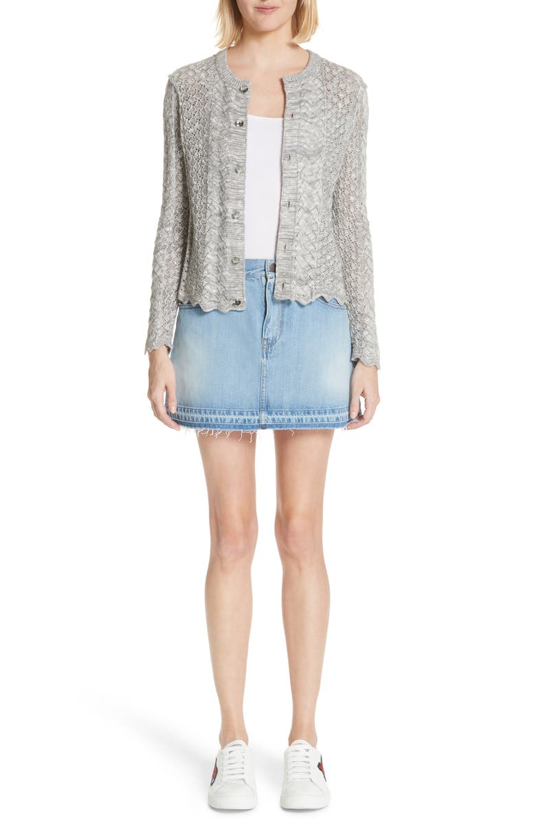 Marc Jacobs Scallop Edge Cashmere & Wool Blend Cardigan, Alternate, color, 