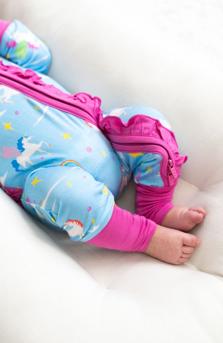 Laree + Co Sage Ruffle Convertible Footie, Alternate, color, Blue