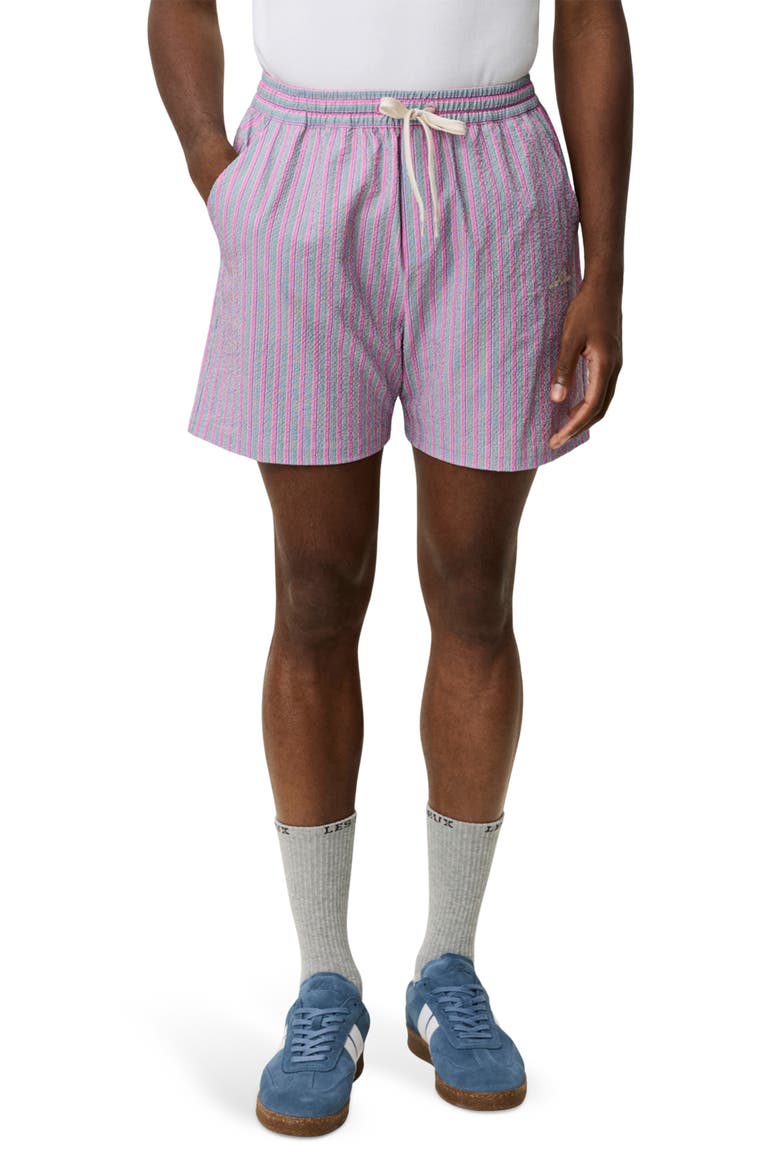 Stripe Seersucker Swim Shorts, Main, color, CROCUS PINK