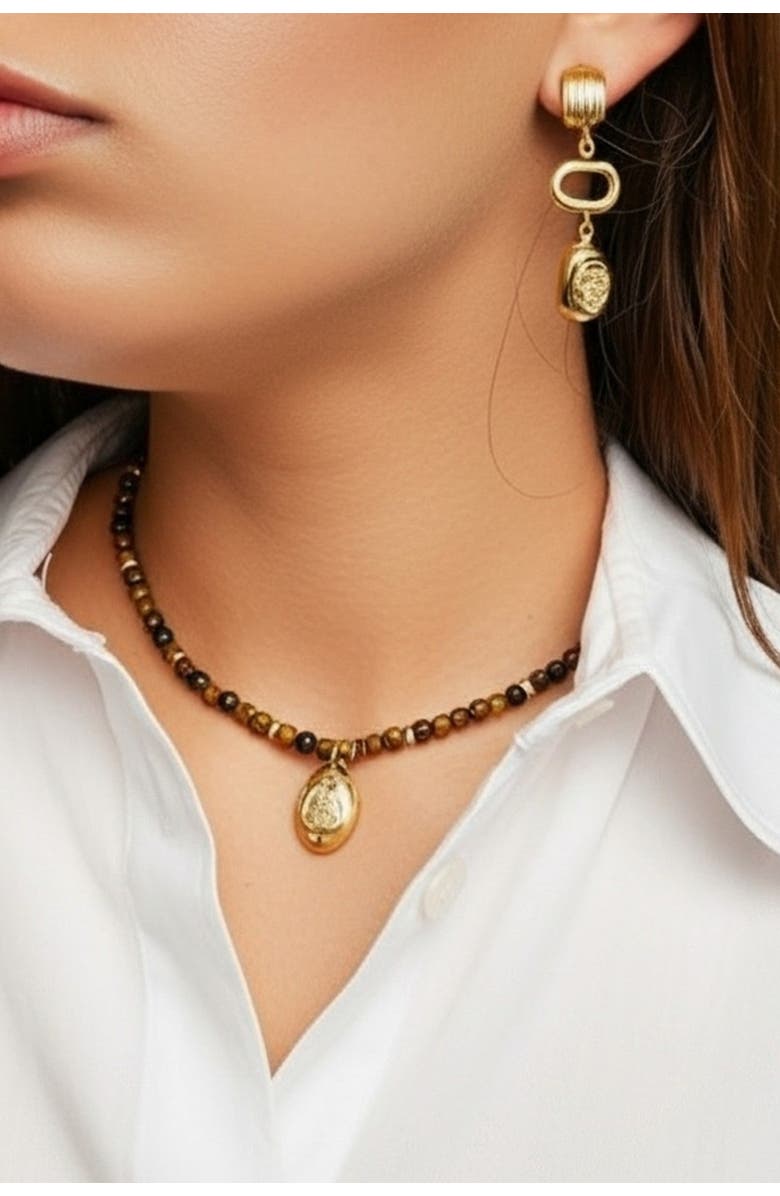Daniela Millan Jewelry Lucky Beaded Necklace, Alternate, color, Brown