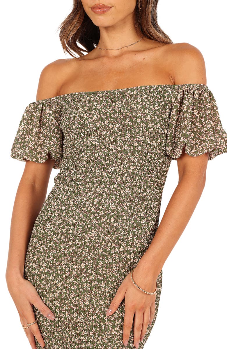 Petal & Pup Claire Smocked Off the Shoulder Dress, Alternate, color,