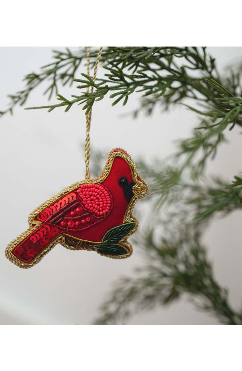 Matr Boomie Larissa Plush Cardinal Beaded Fabric Ornament - Embroidered, Alternate, color, Red