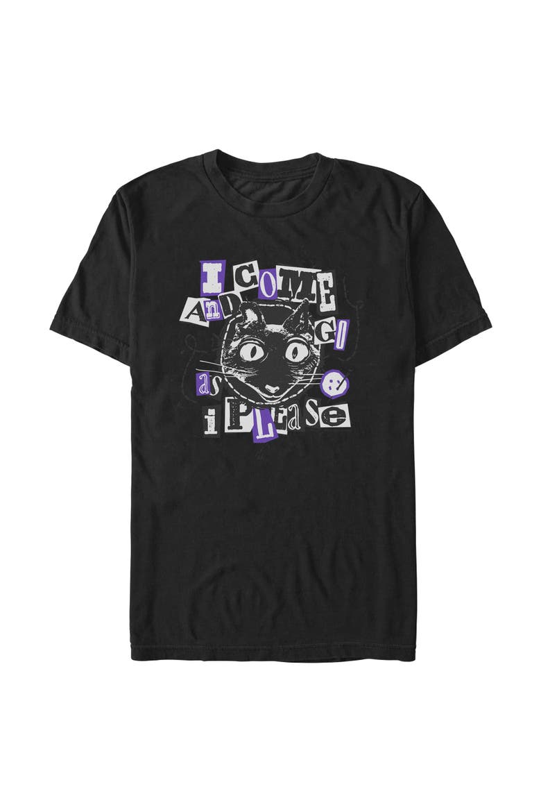 Men's The Cat Come and Go Scrapbook Short Sleeve T-Shirt, Main, color, Black