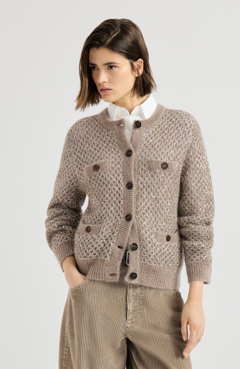 Dazzling Net Cardigan In Mohair