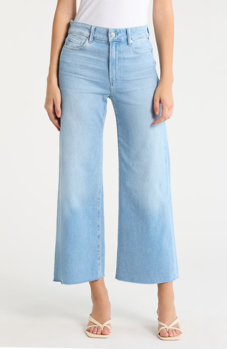PAIGE Anessa Raw Hem Wide Leg Jeans, Main, color, Santorini Sky