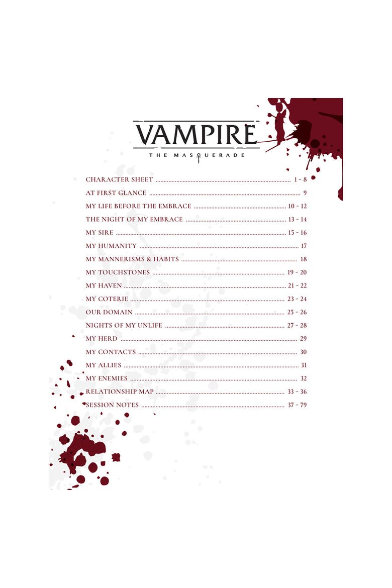 Vampire The Masquerade 5th Edition Roleplaying Game Expanded Character Journal, Alternate, color, Multicolored