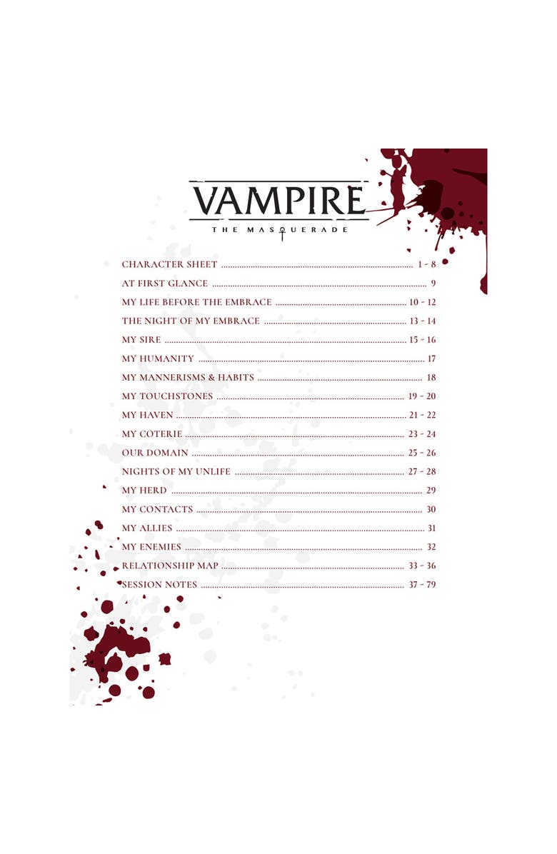 Renegade Games Studio Vampire The Masquerade 5th Edition Roleplaying Game Expanded Character Journal, Alternate, color, Multicolored
