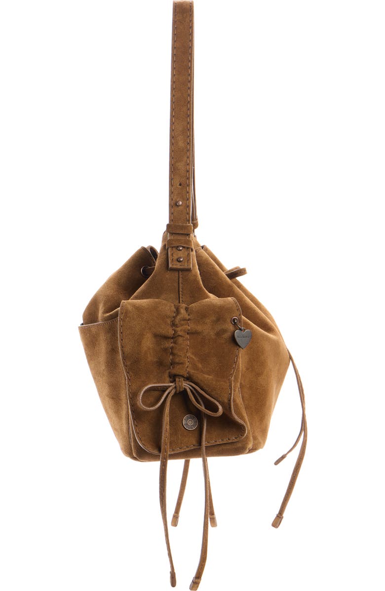 Acne Studios Multipocket Suede Bucket Bag, Alternate, color, Cognac Brown