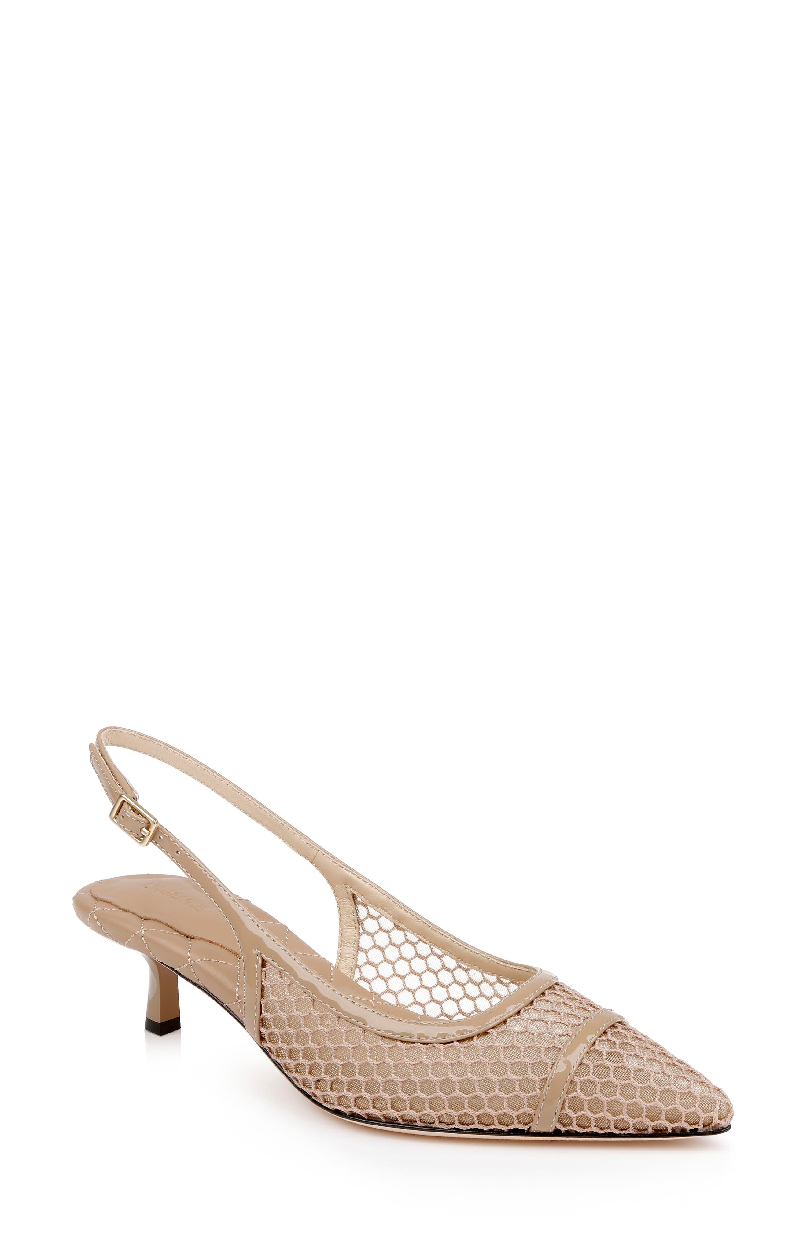 L'AGENCE Graland Pointed Toe Slingback Pump, Main, color, Cappuccino Mesh