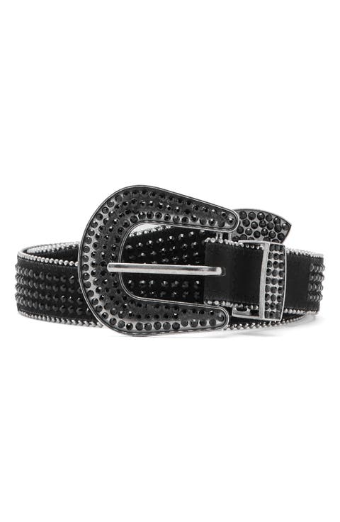 Rhinestone Faux Leather Belt