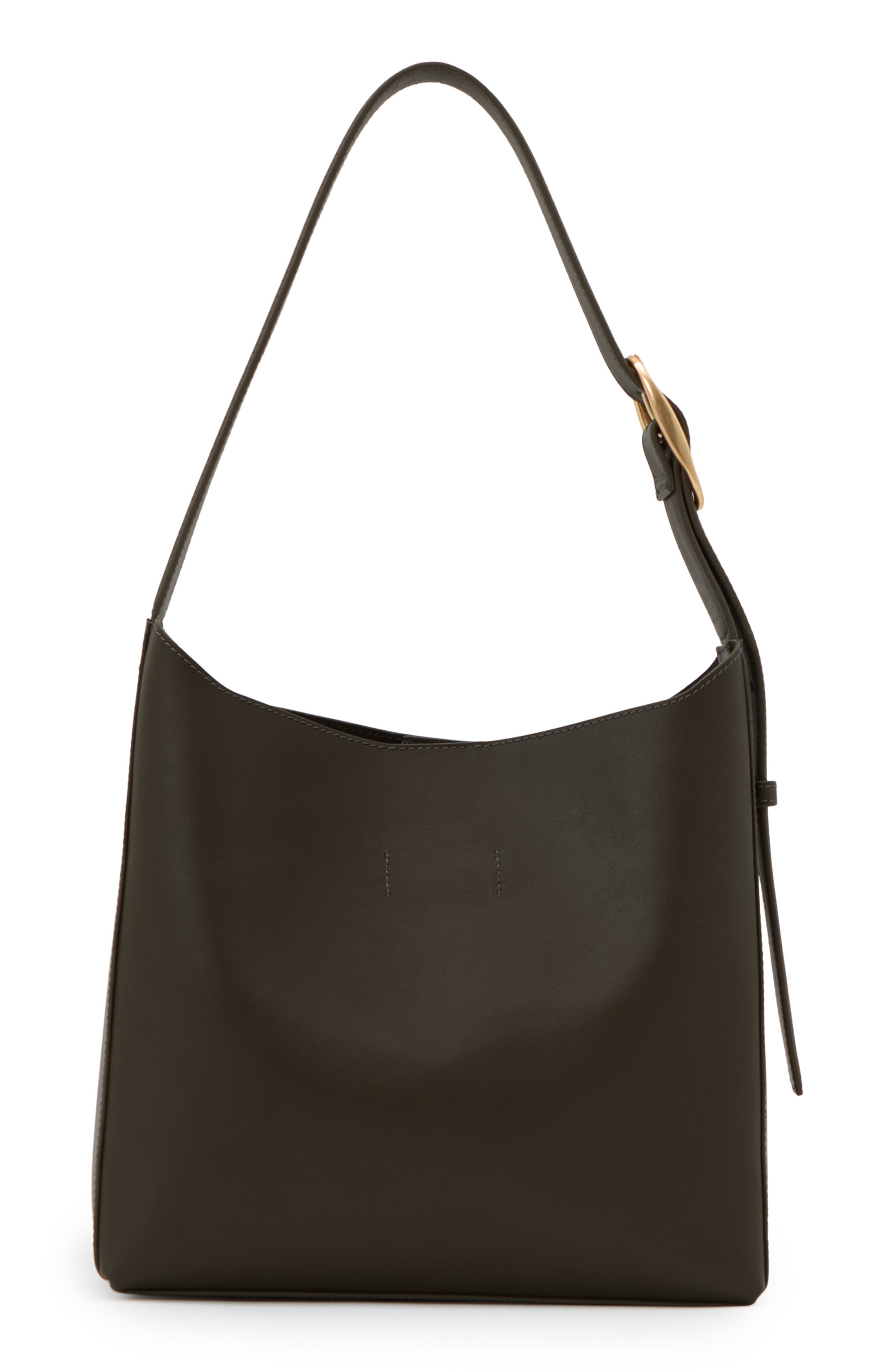 Reiss Greta Leather Shoulder Bag, Alternate, color, Green