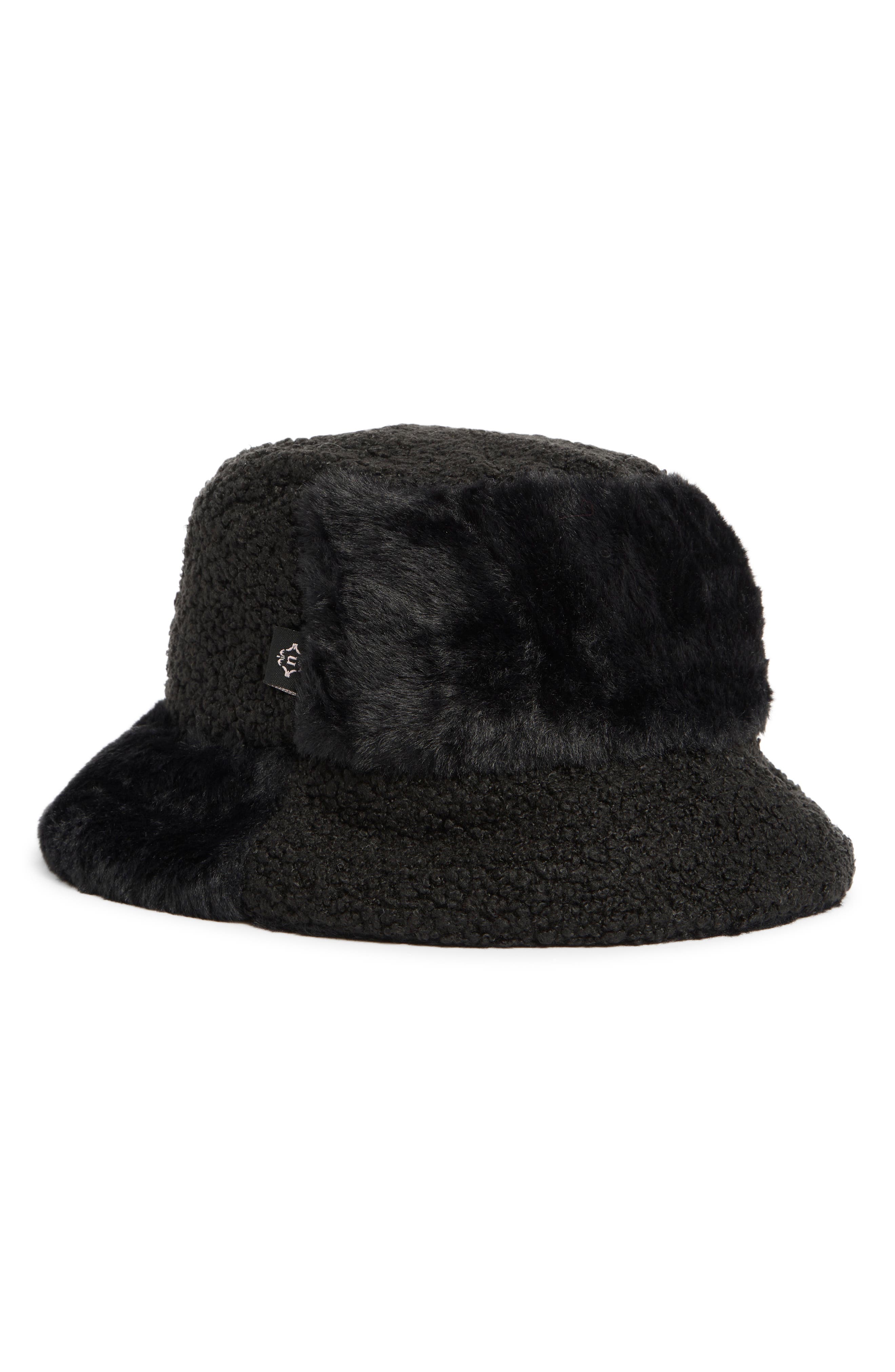 Nanette Lepore Faux Fur Mixed Media Bucket Hat