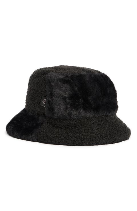 Faux Fur Mixed Media Bucket Hat