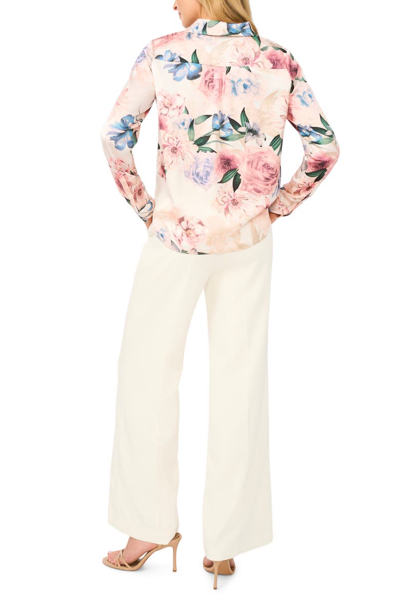 Casery Floral Georgette Button-Up Shirt, Alternate, color, VANILLA ICE