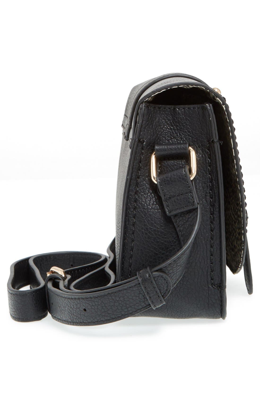 'Saylah' Structured Faux Leather Crossbody Bag, Alternate, color, BLACK