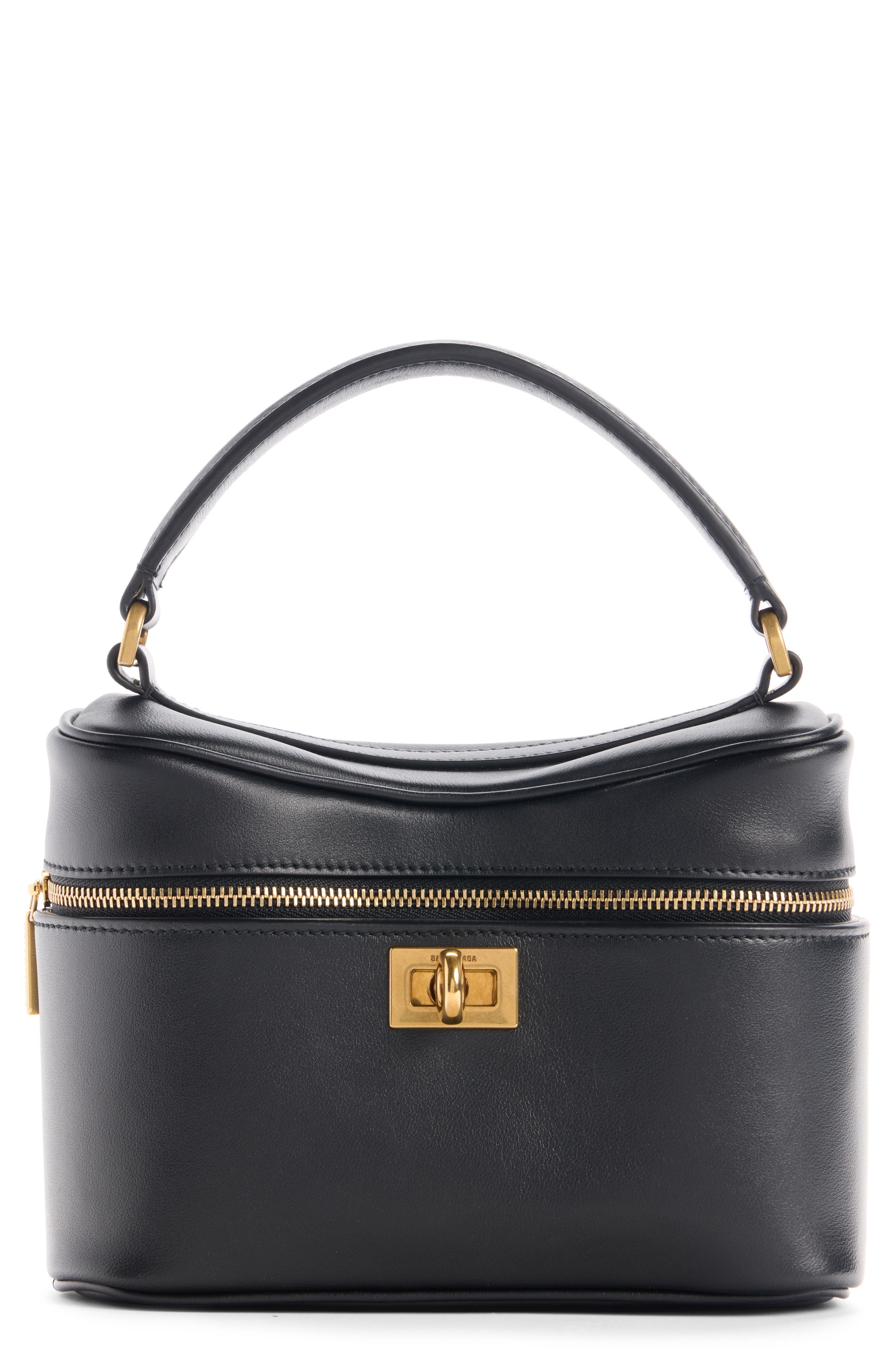 Balenciaga Rodeo Leather Vanity Case, Main, color, 1000 Black