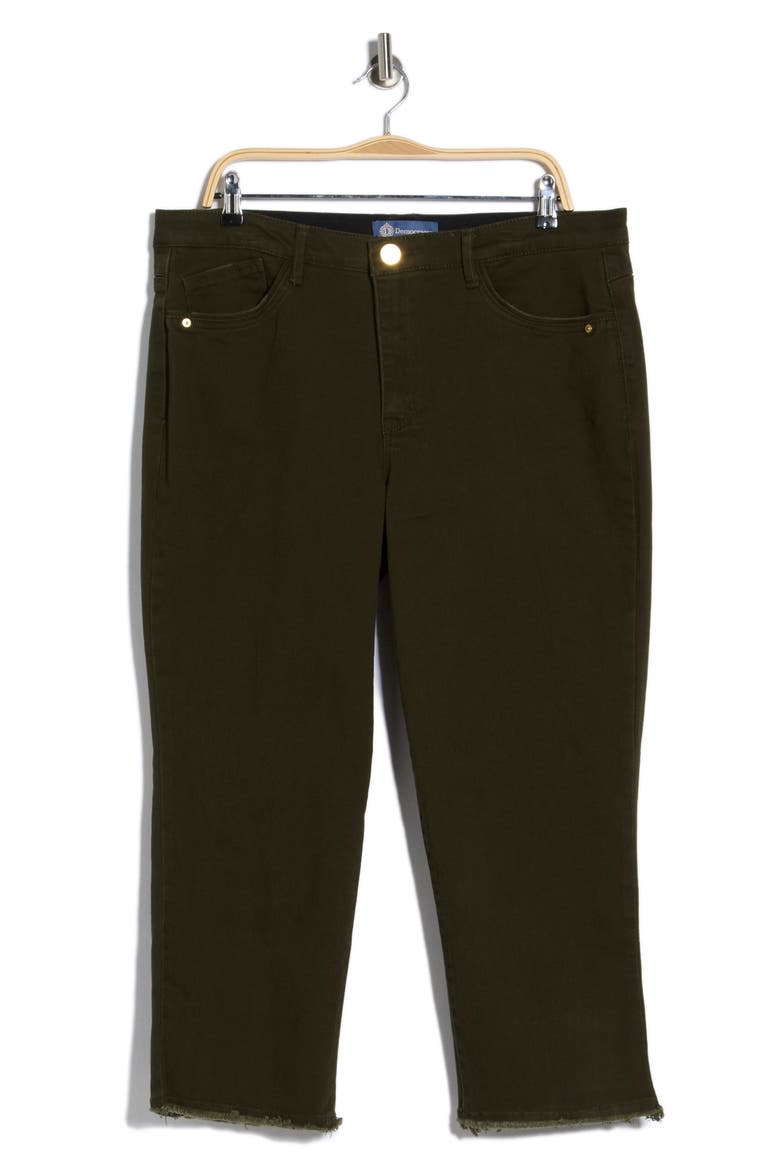 High Waist Slim Straight Leg Jeans, Main, color, DUFFEL GREEN