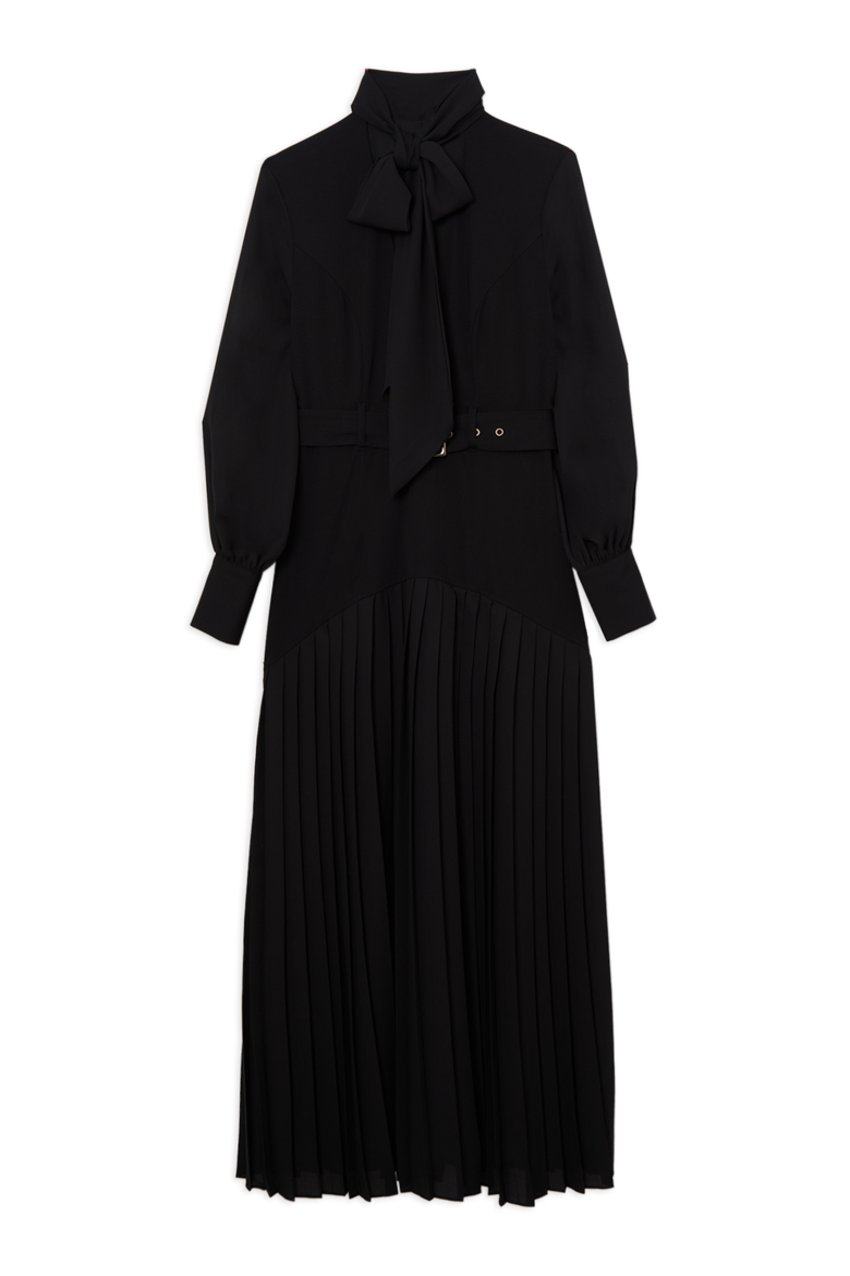 Jersey Ponte Georgette Mix Maxi Dress, Alternate, color, Black